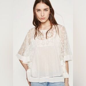 Zara Basic Collection Embroidered Lace Kaftan Top - NWT